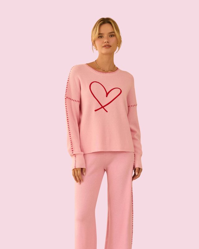 Heart Embroidered Sweater