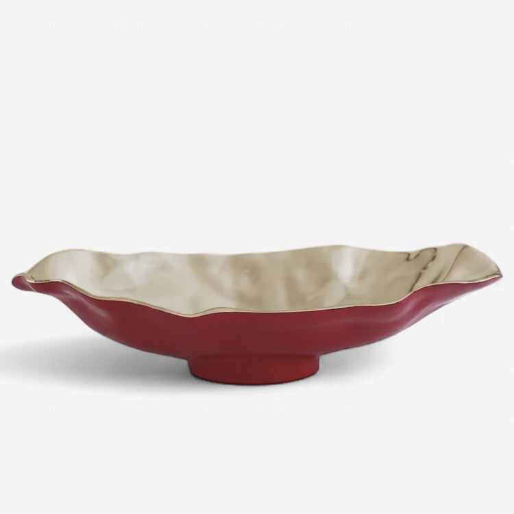 Thanni Mia Medium Oval Bowl in Red &amp; Gold-Clement