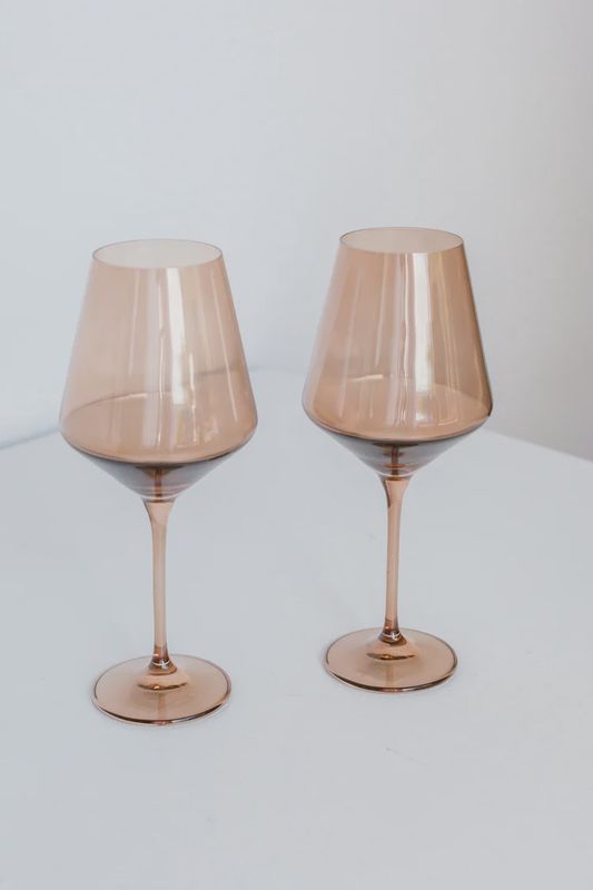 Estelle Stemmed Wine Glasses S/2-Mocha/Amber Smoke-Van Heyningen
