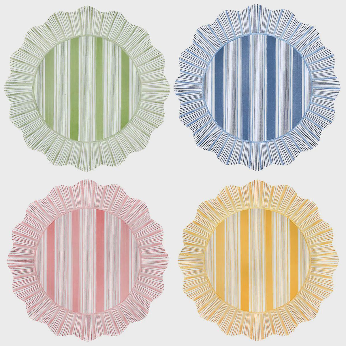 Juliska Cabana Stripe Assorted Melamine Dinner Plates S/4-Biggerstaff