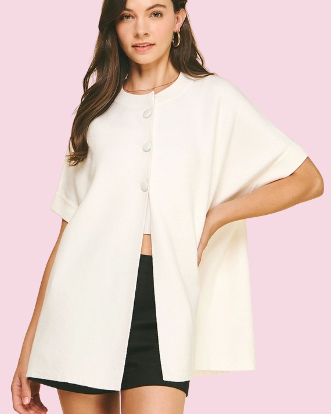 Pinch Open Front Button Down Sweater