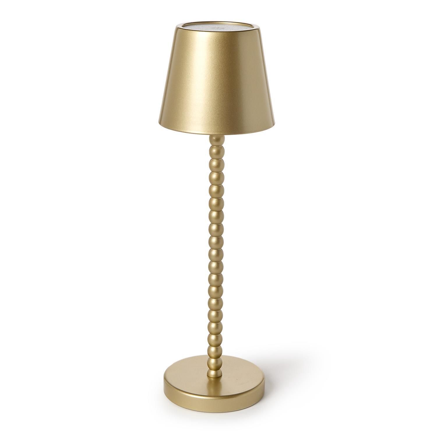 Cordless Gold Beaded Pole Table Lamp-Fisher