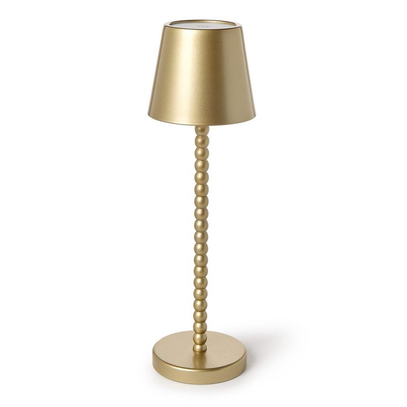 Cordless Gold Beaded Pole Table Lamp-Fisher