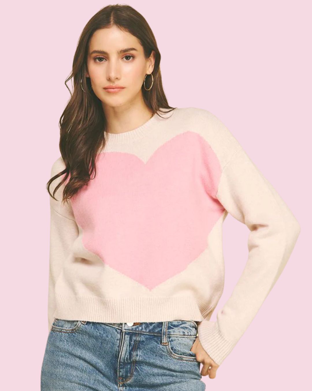 Pinch Heart Crewneck Sweater