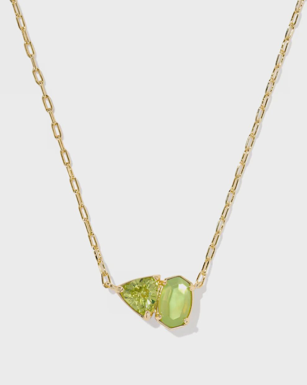 Tatum Short Pendant Necklace Gold Light Green