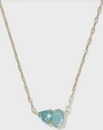 Tatum Short Pendant Necklace Gold Blue Mix