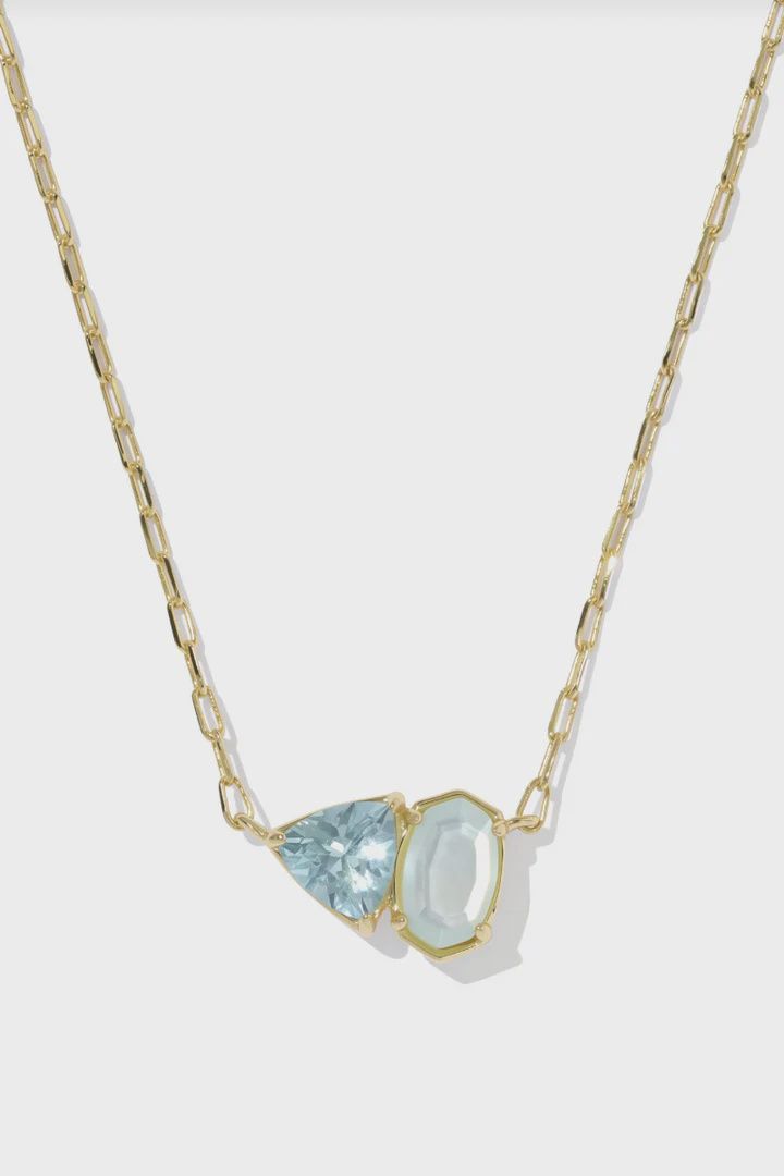 Tatum Short Pendant Necklace Gold Light Blue Mix