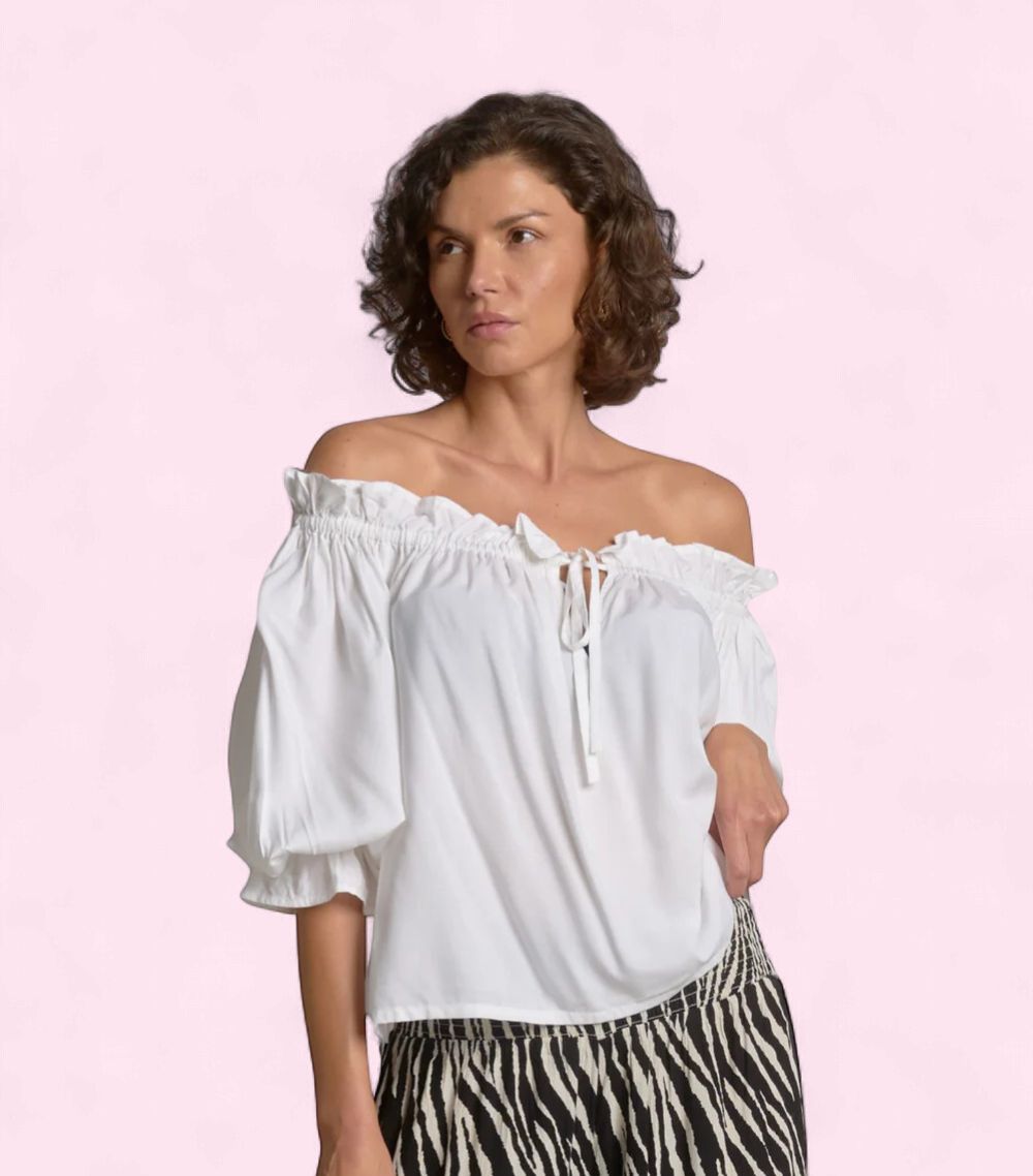 Elan White Drop Shoulder Top