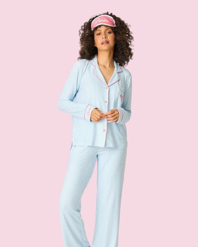 Western Blooms Blue Stripe 3pc PJ Set