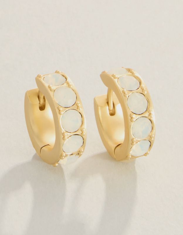 Lightner Hoop Earrings White Opal