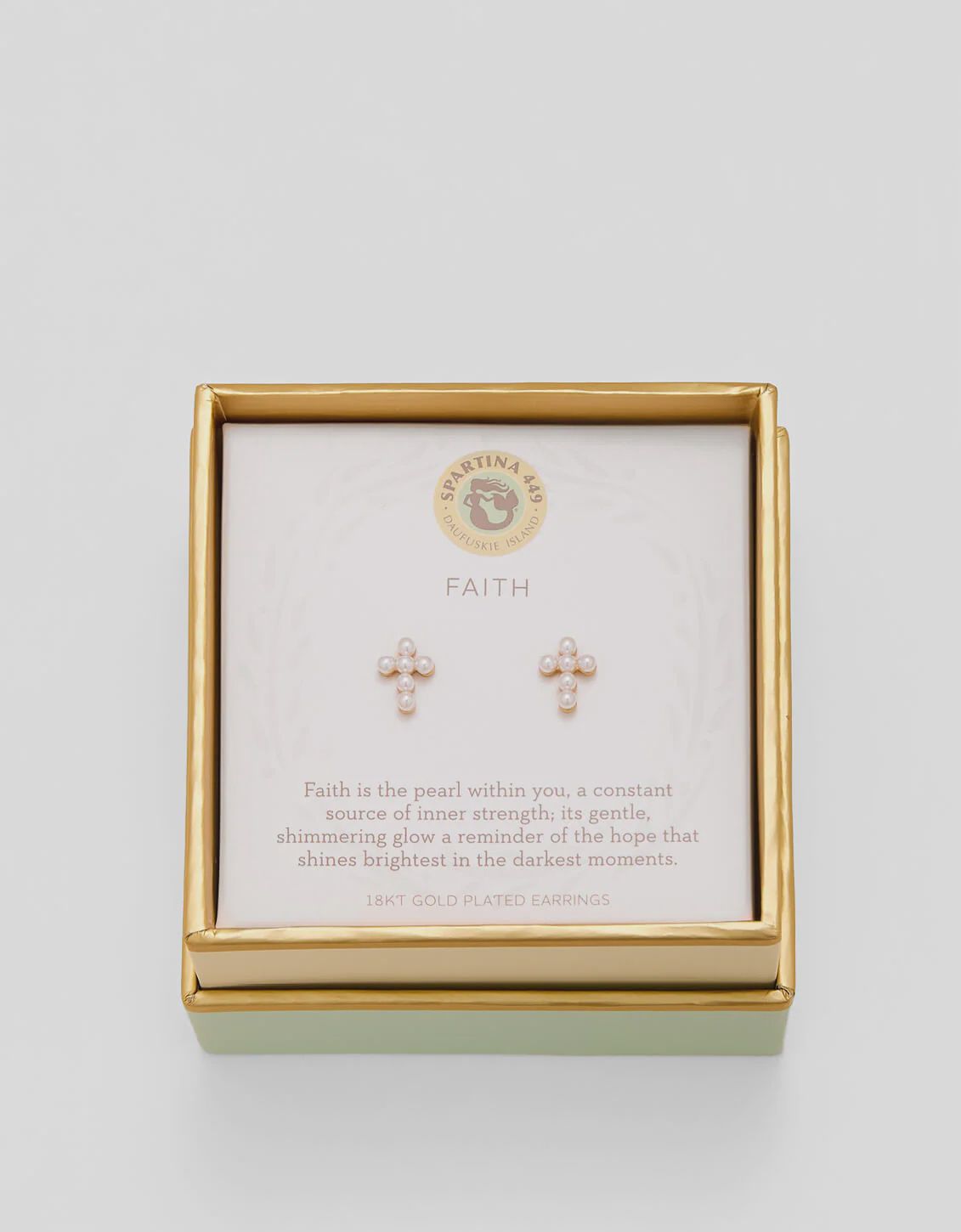 Faith/Pearl Cross Stud Earrings