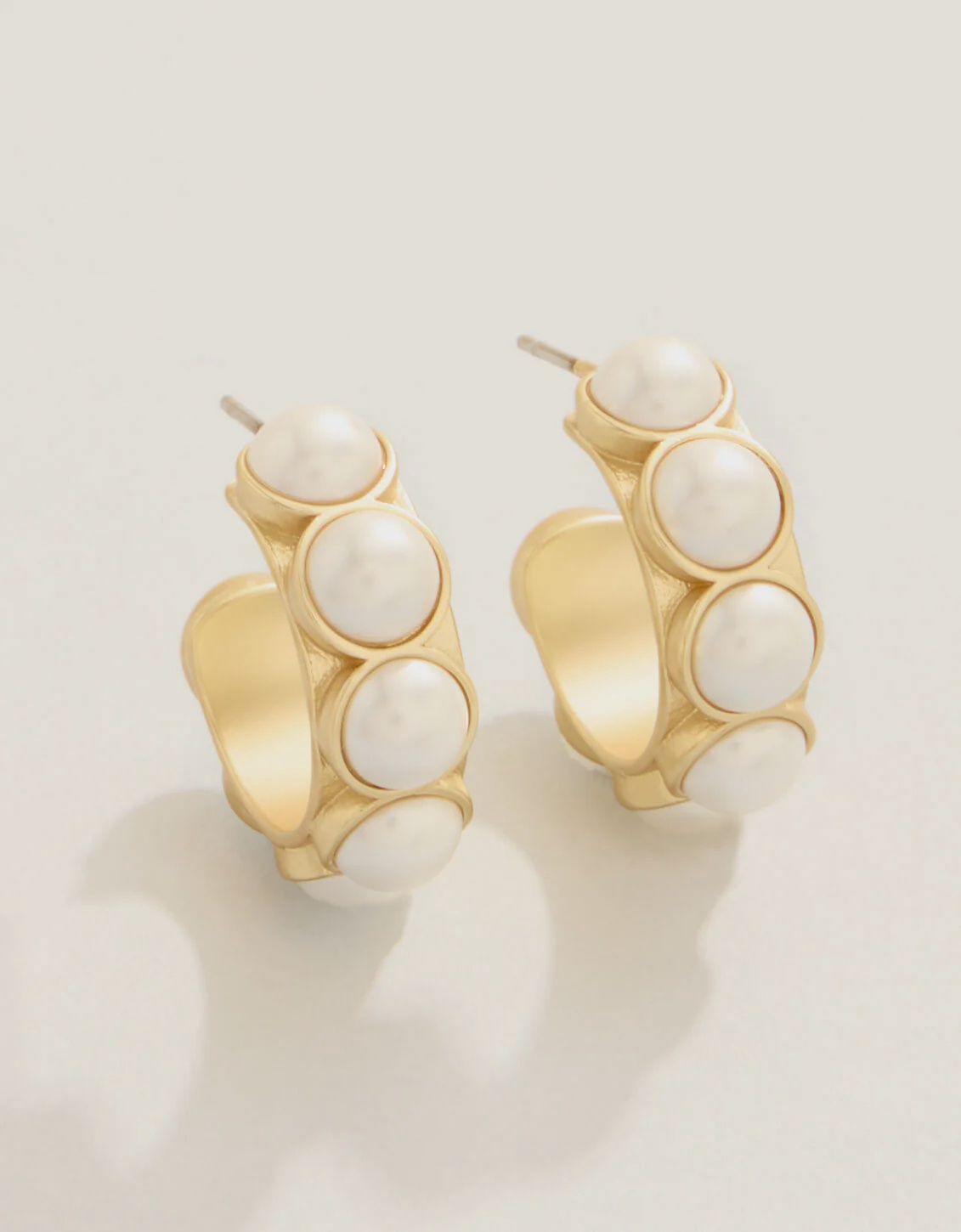 Anna Petite Hoop Pearl Earrings