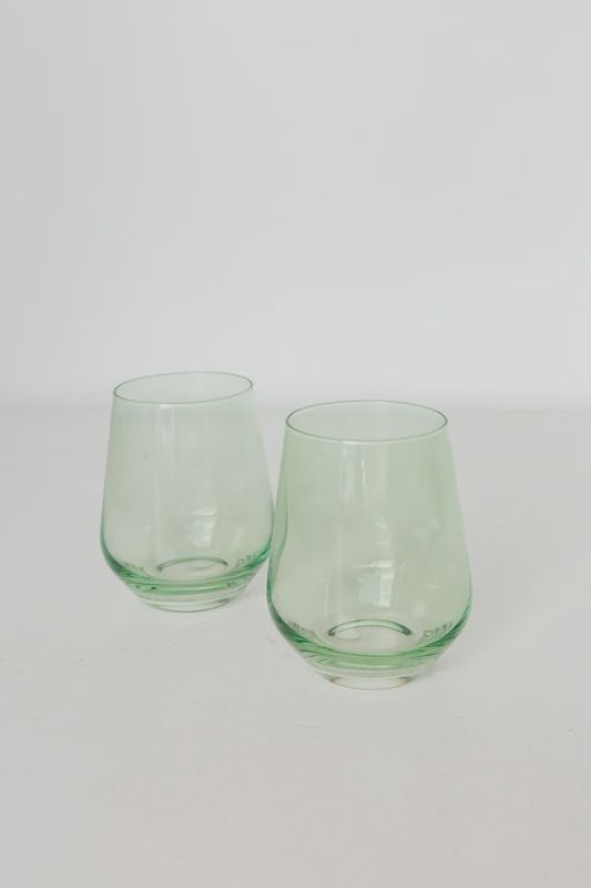 Estelle Stemless Wine Glass S/2-Mint-Fisher