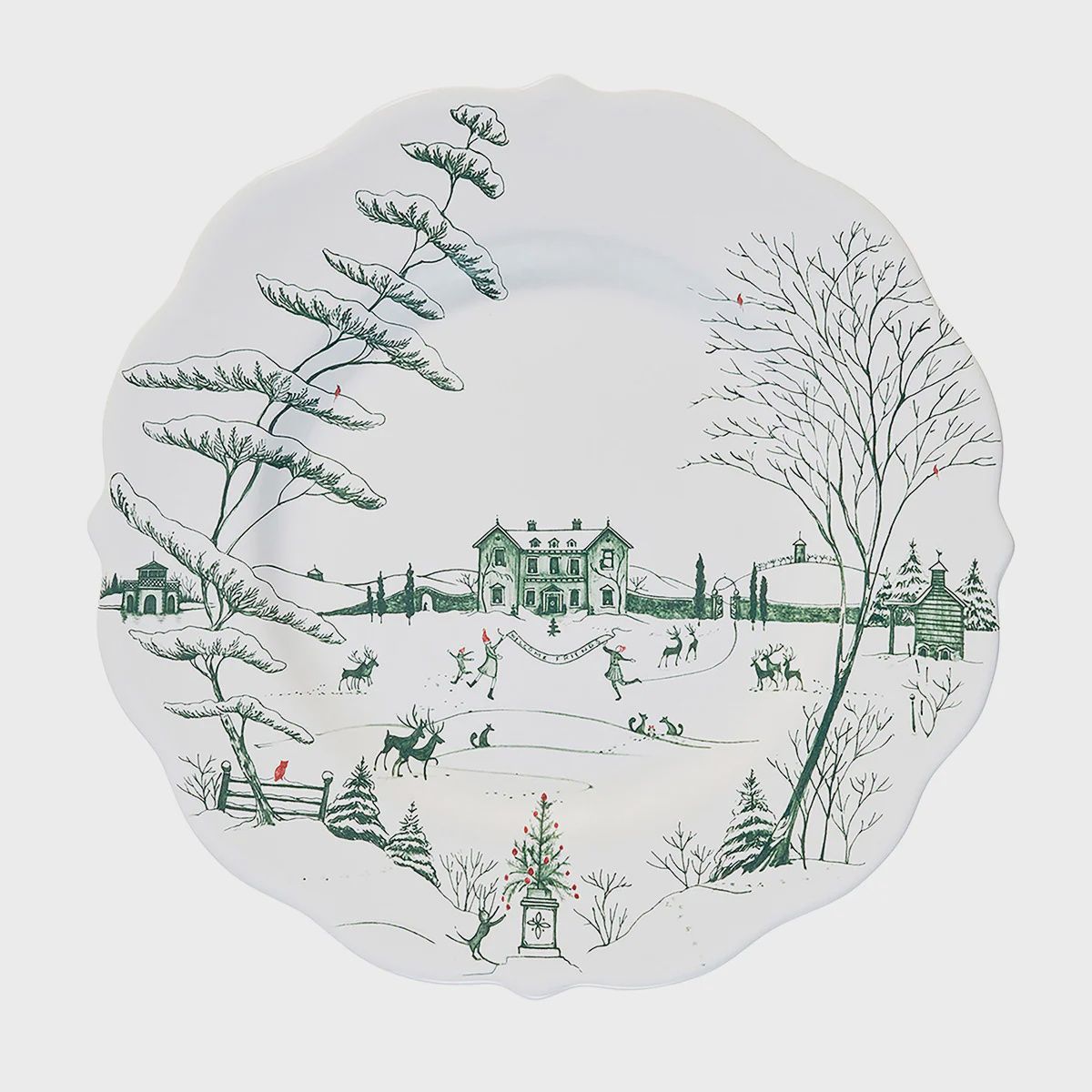 Juliska Country Estate Winter Frolic Dinner Plate-Evergreen-Fisher
