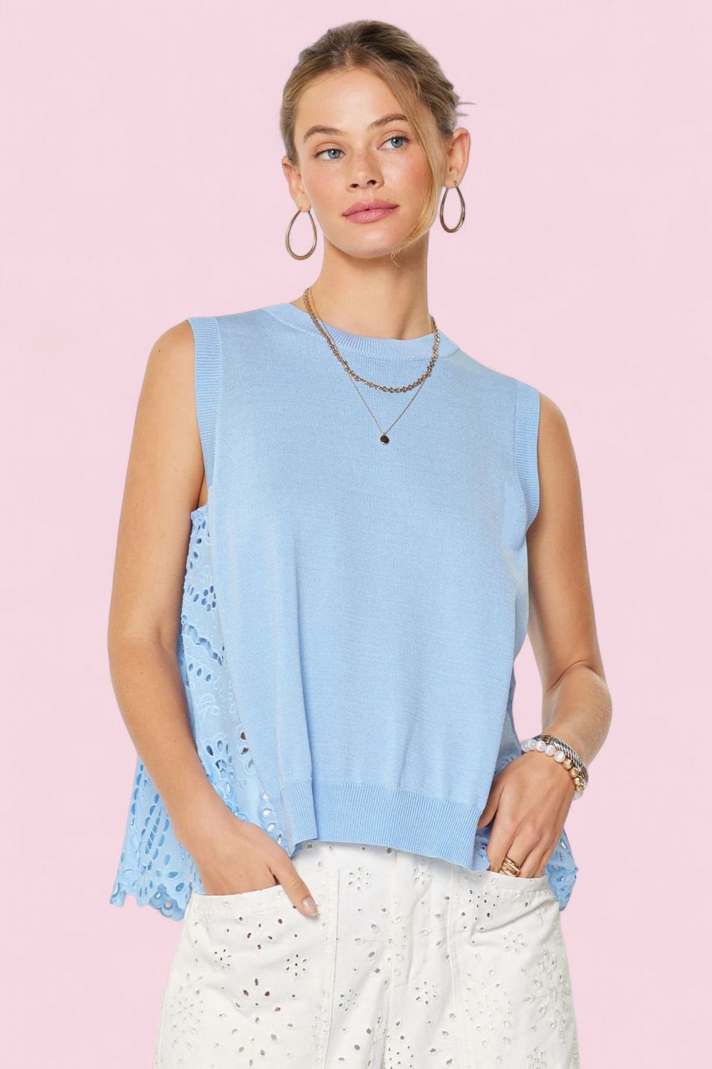 Current Air Sweater w/ Eyelet Back