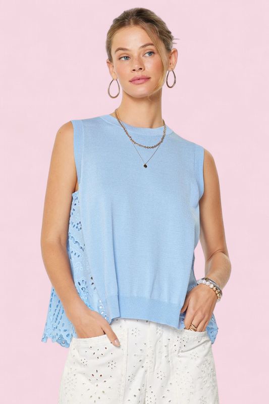 Current Air Sweater w/ Eyelet Back