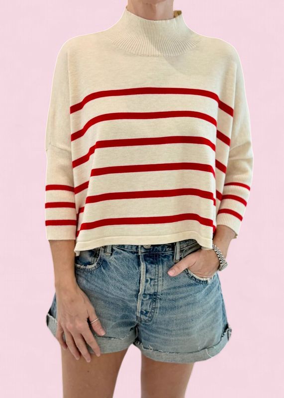 Kerisma Aja Stripe Top Ivory/Marinara-O/S