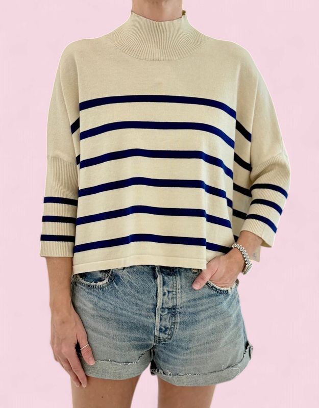 Kerisma Aja Stripe Top-Ecru/Navy-O/S