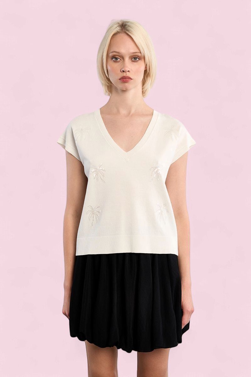 Lili Sidonio Palm Tree Sequined Top