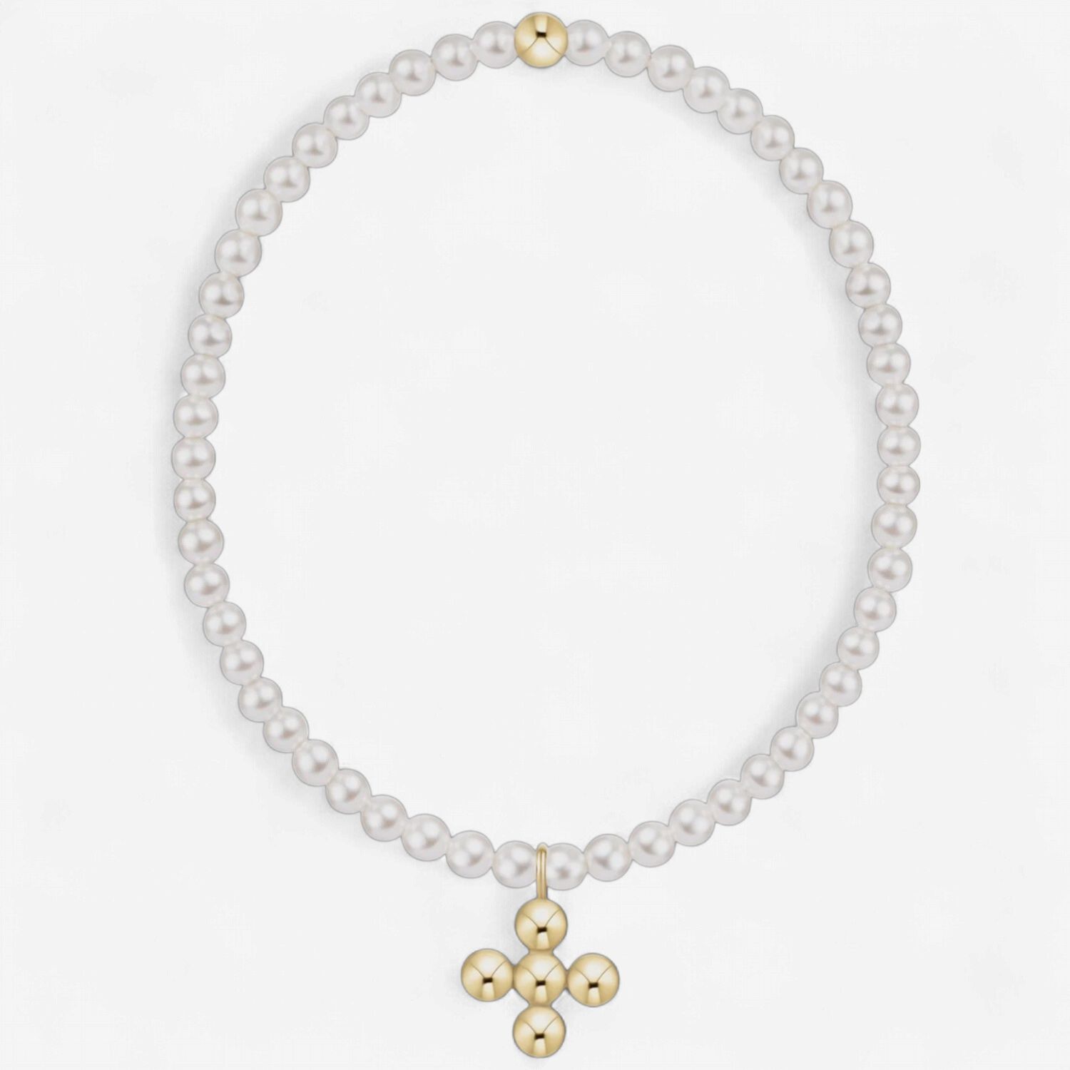 Classic Pearl 3mm Bracelet-Signature Cross 4mm