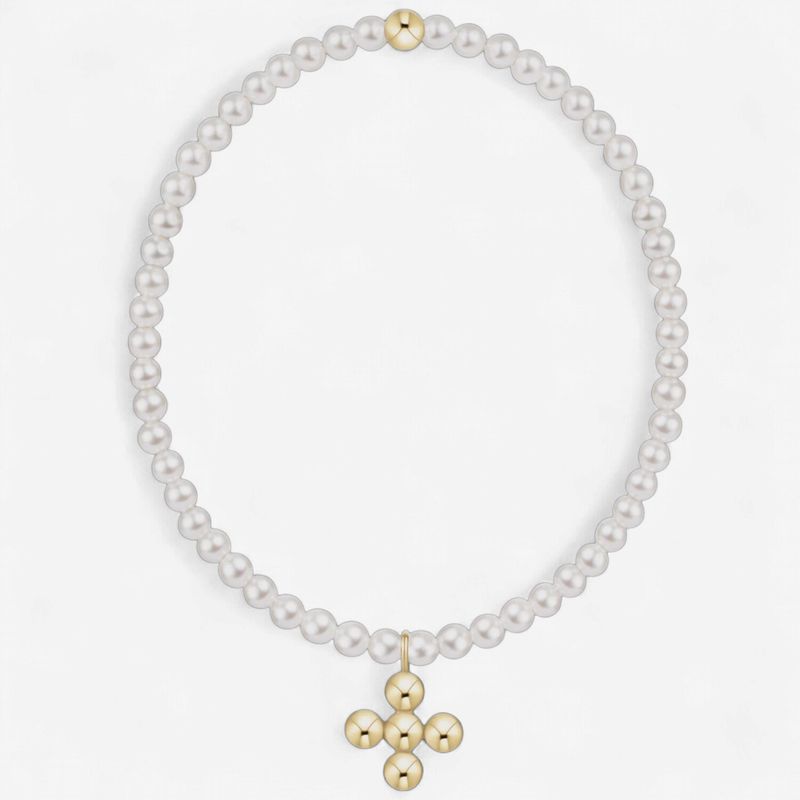 Classic Pearl 3mm Bracelet-Signature Cross 4mm