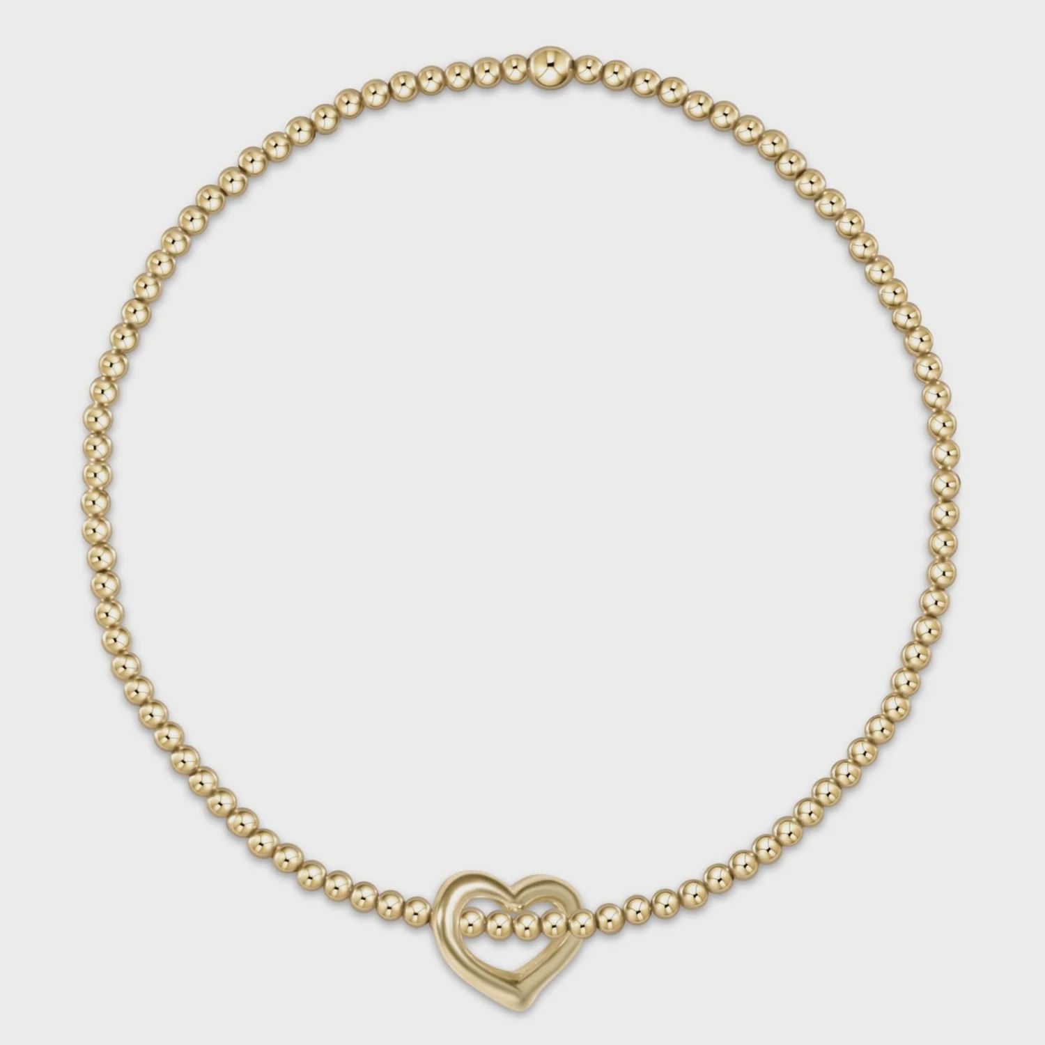 Classic Gold 2mm Bracelet-Love Small Gold Charm