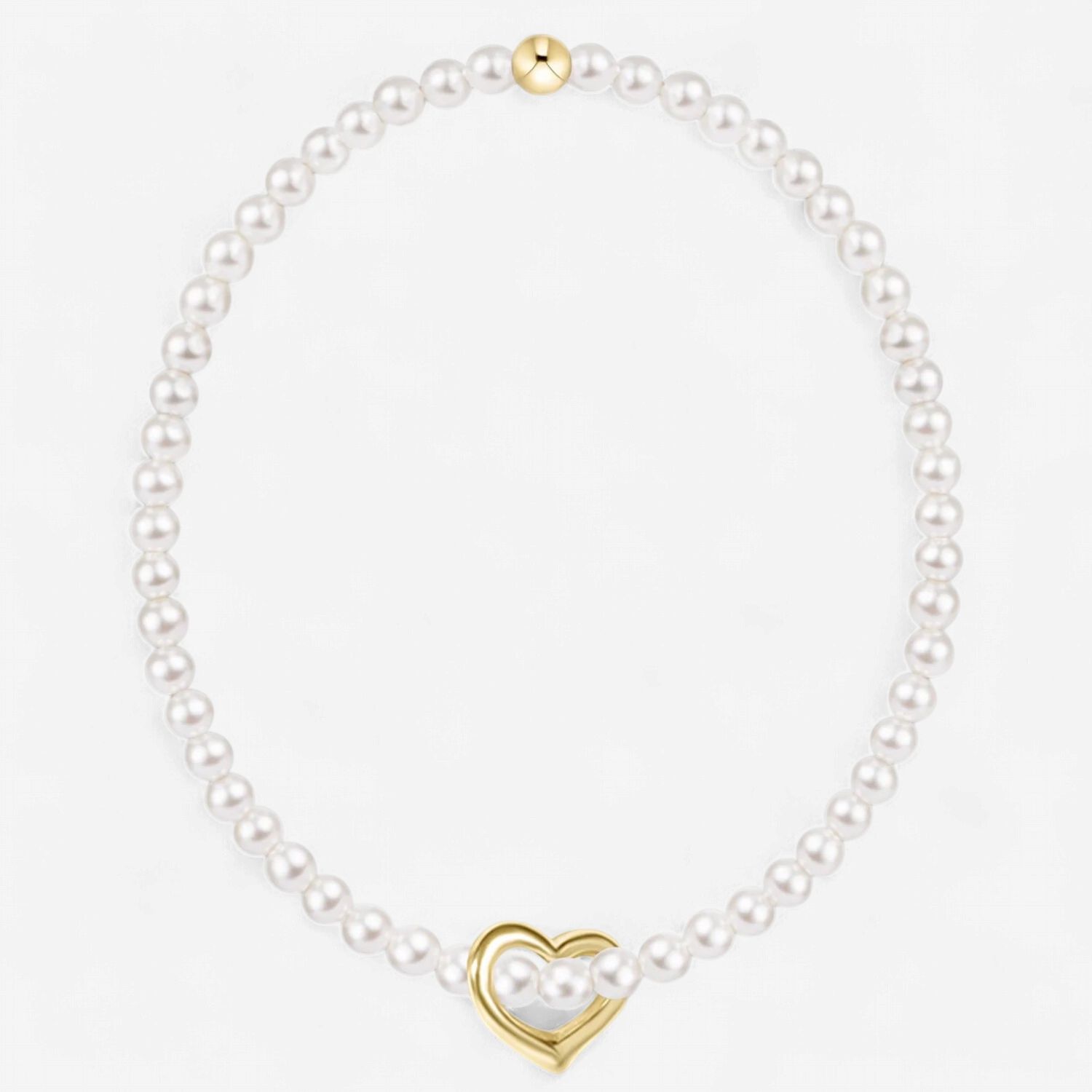 Classic Pearl 3mm Bracelet-Love Gold Charm