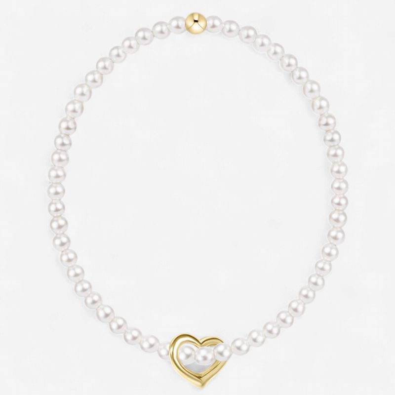 Classic Pearl 3mm Bracelet-Love Gold Charm