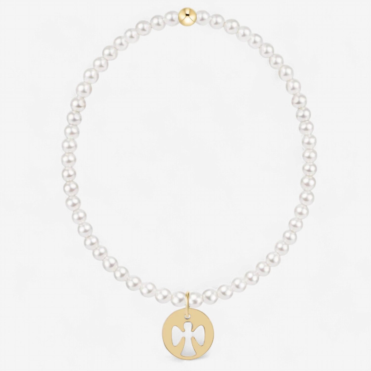 Classic Pearl 3mm Bracelet-Guardian Angel Disc