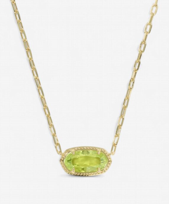 Elisa Luxe Pendant Necklace-Gold light Green CZ