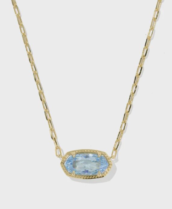 Elisa Luxe Pendant Necklace-Gold Light Blue CZ