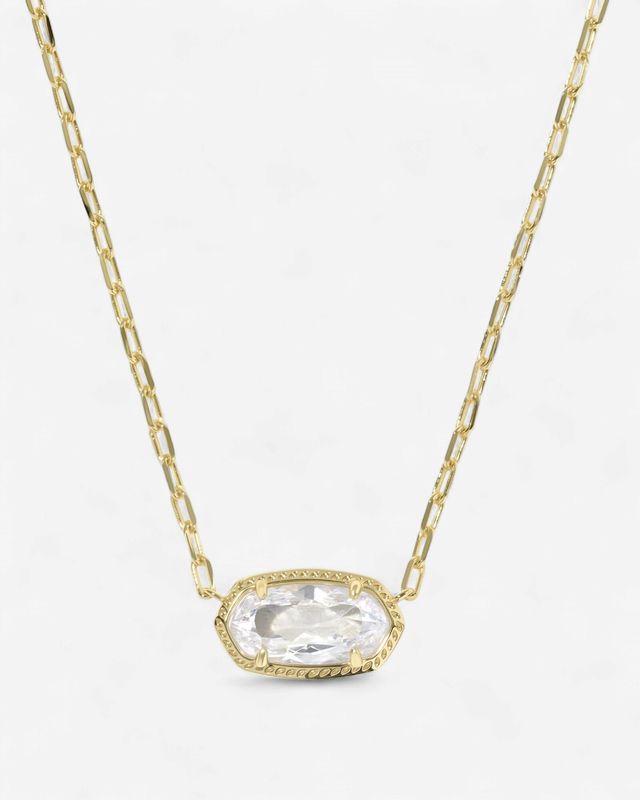 Elisa Luxe Pendant Necklace-Gold White CZ