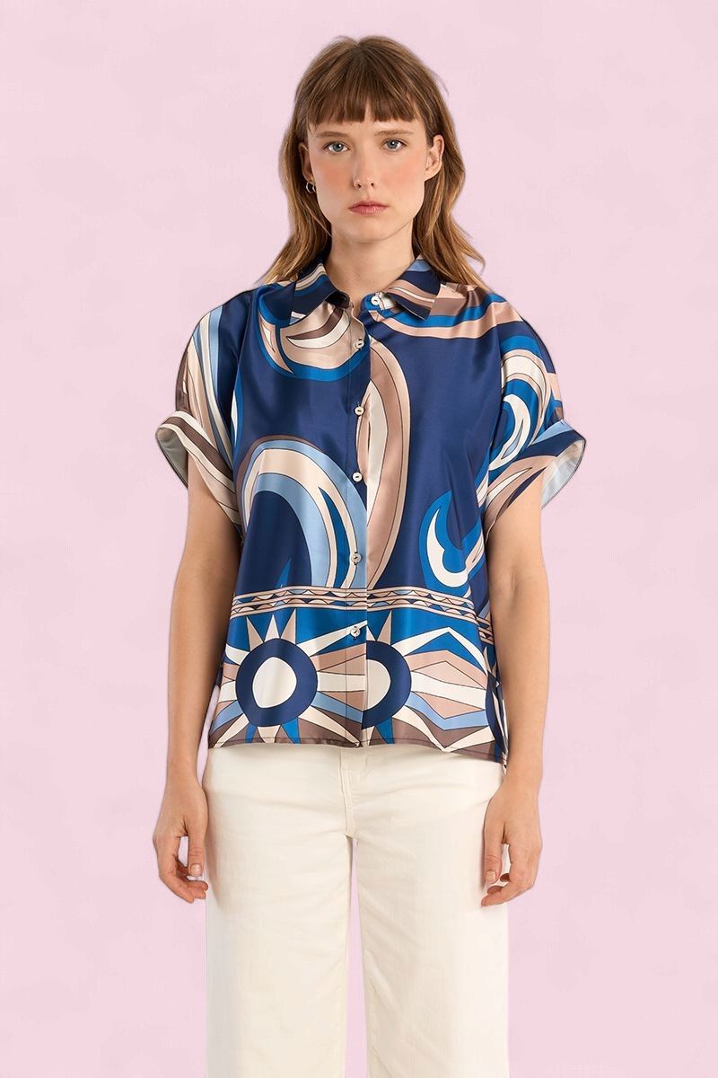 Molly Bracken Blue Print Top