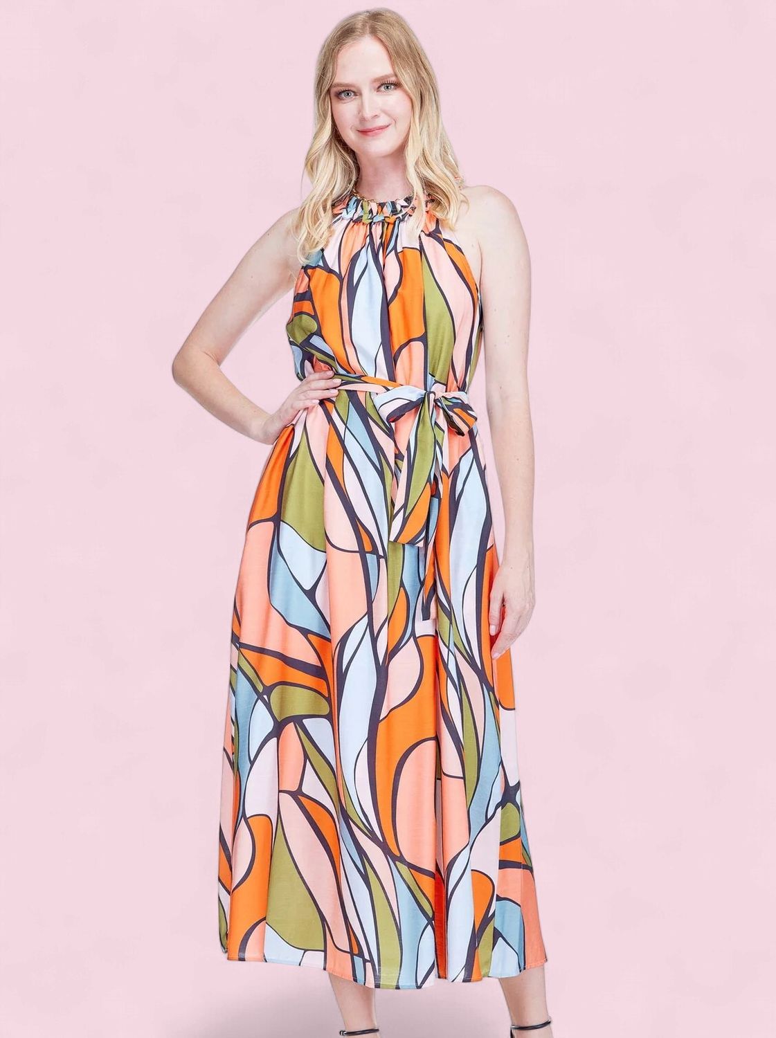 Retro Stained Glass Midi Dress