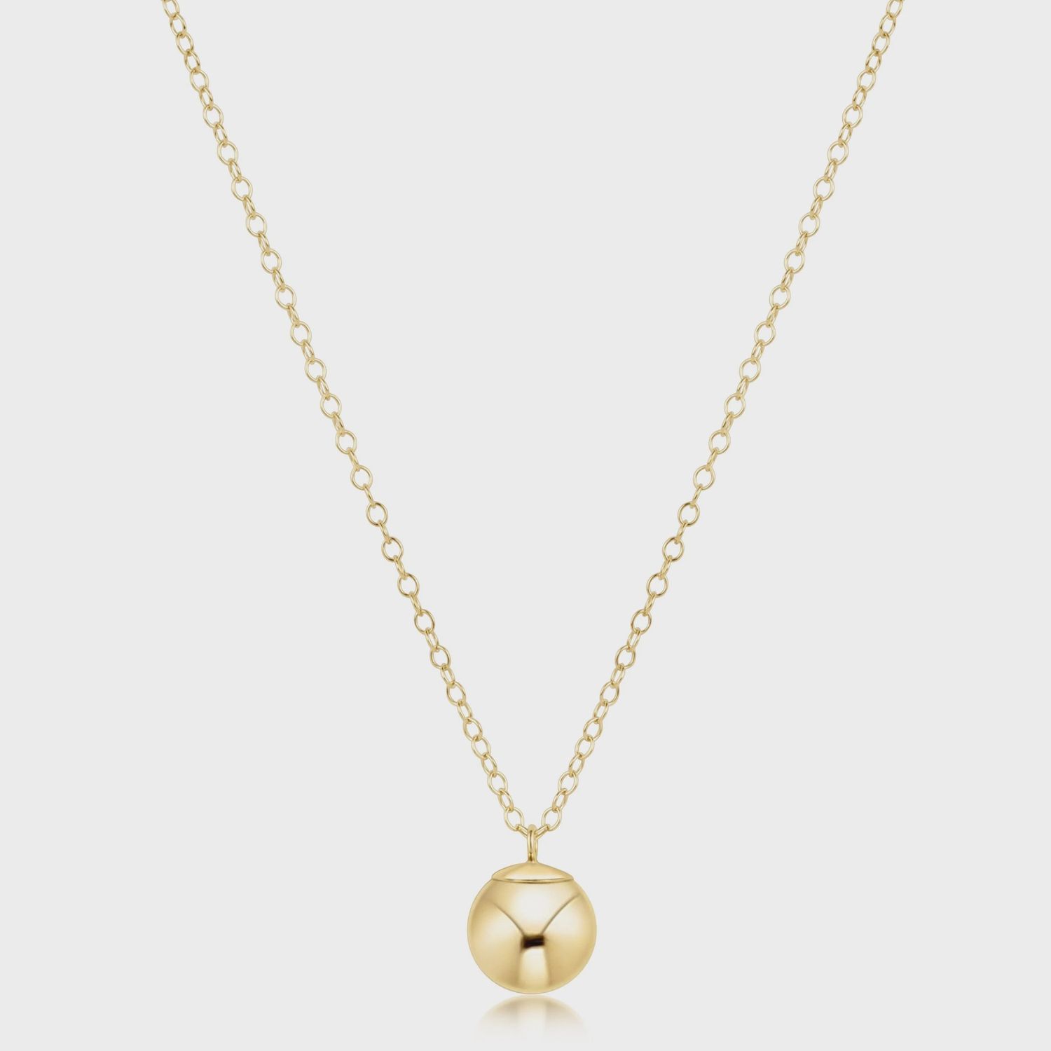16" Gold Necklace-Classic Gold 8mm Charm