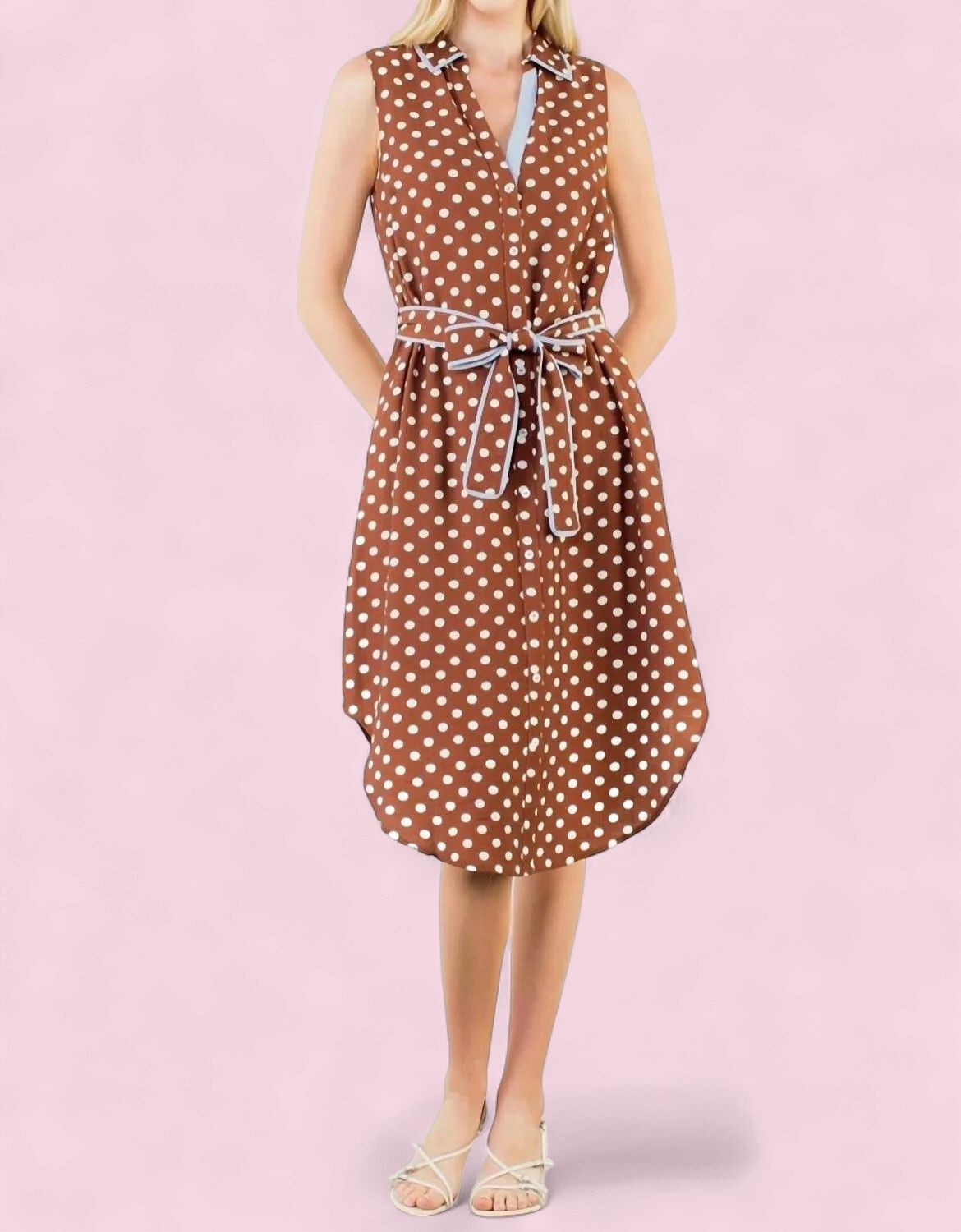 THML Sleeveless Polka Dot Dress