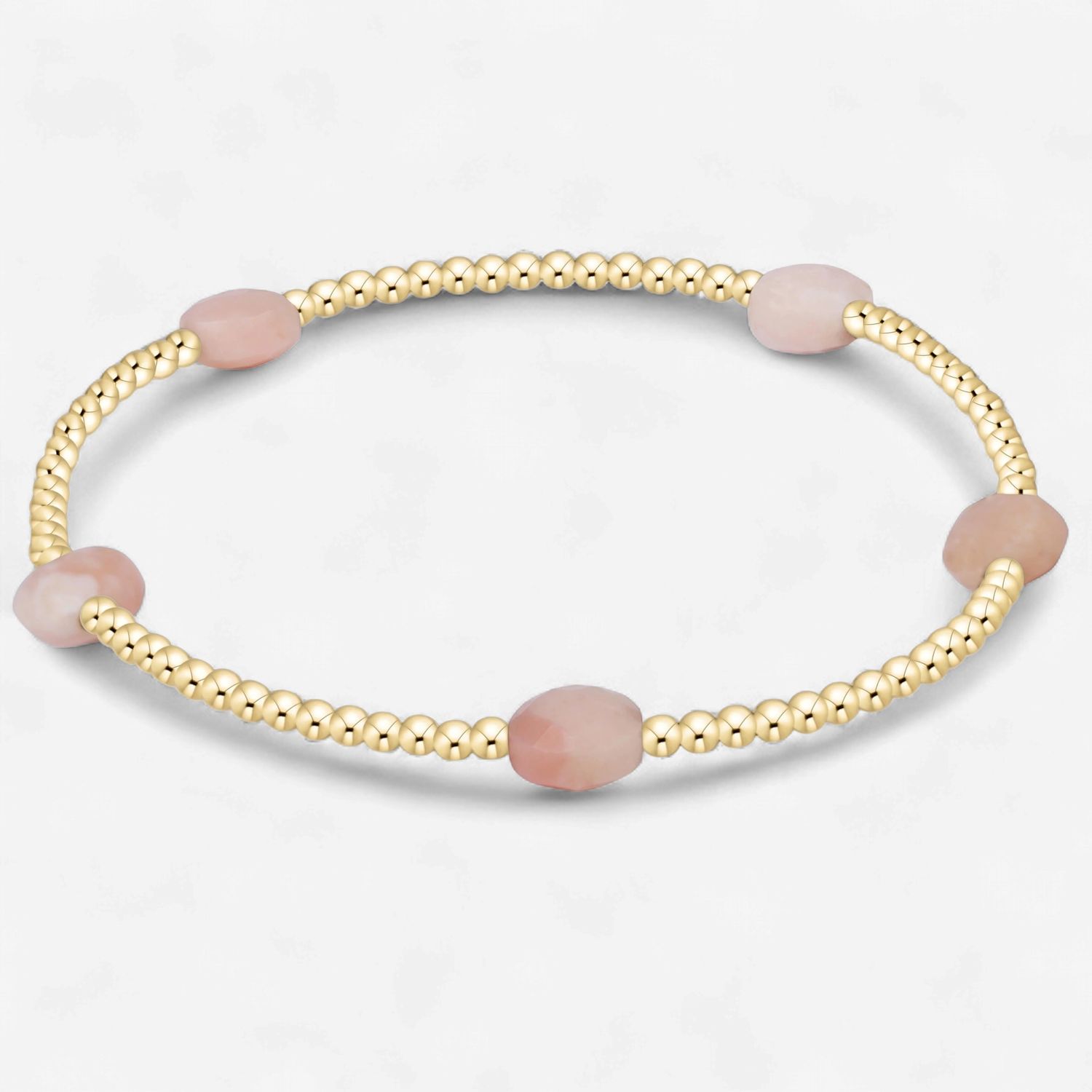 Admire Small Gem 2mm Gold Bracelet-Pink Opal