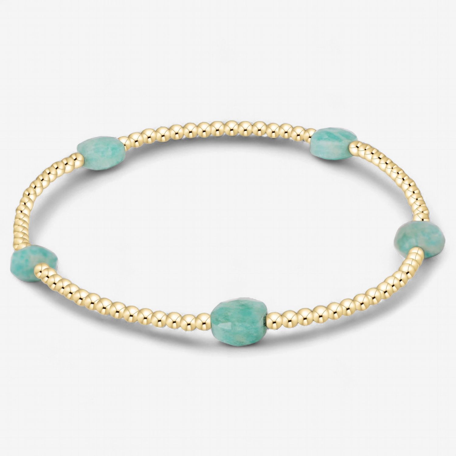 Admire Small Gem 2mm Gold Bracelet-Amazonite