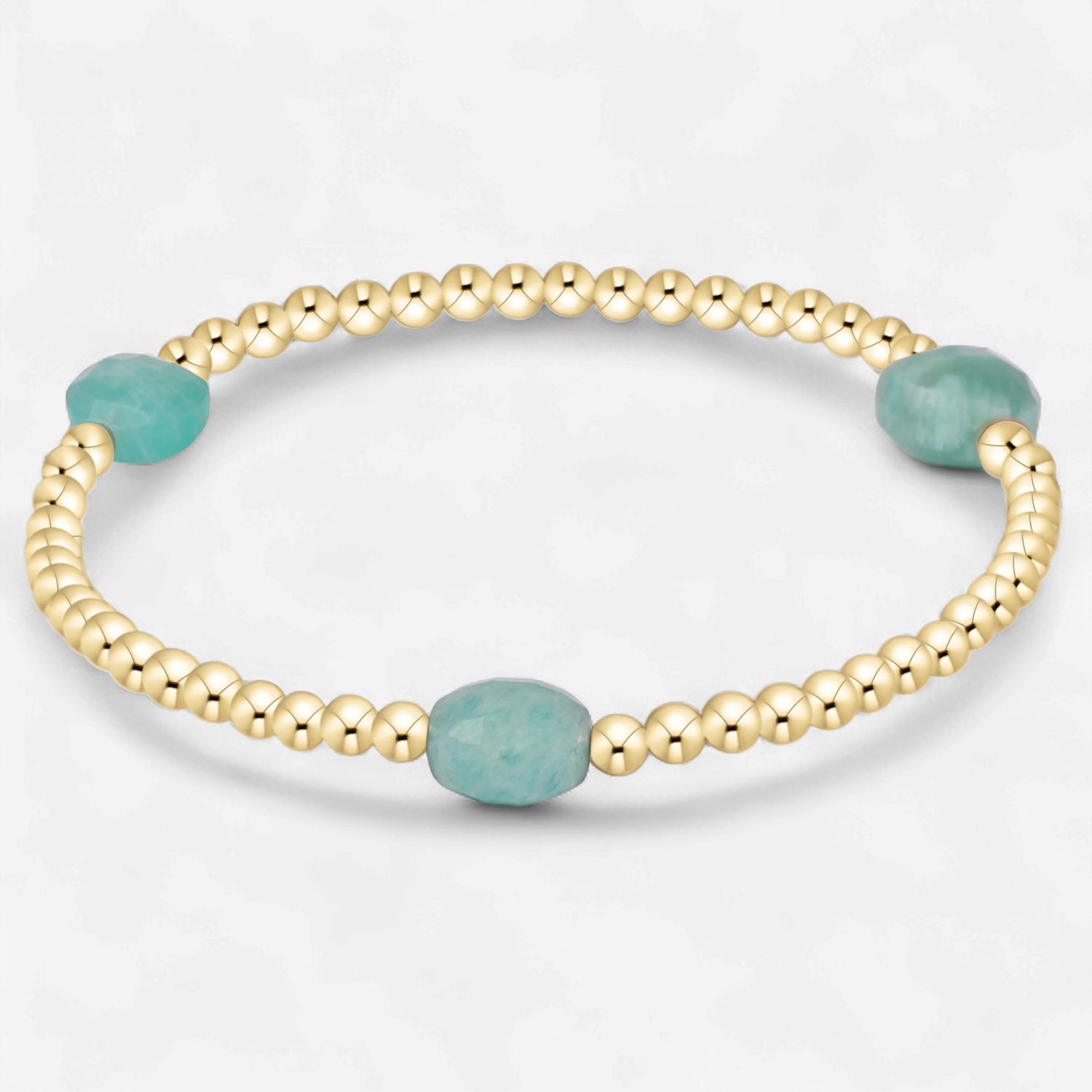 Admire Gem 3mm Gold Bracelet-Amazonite