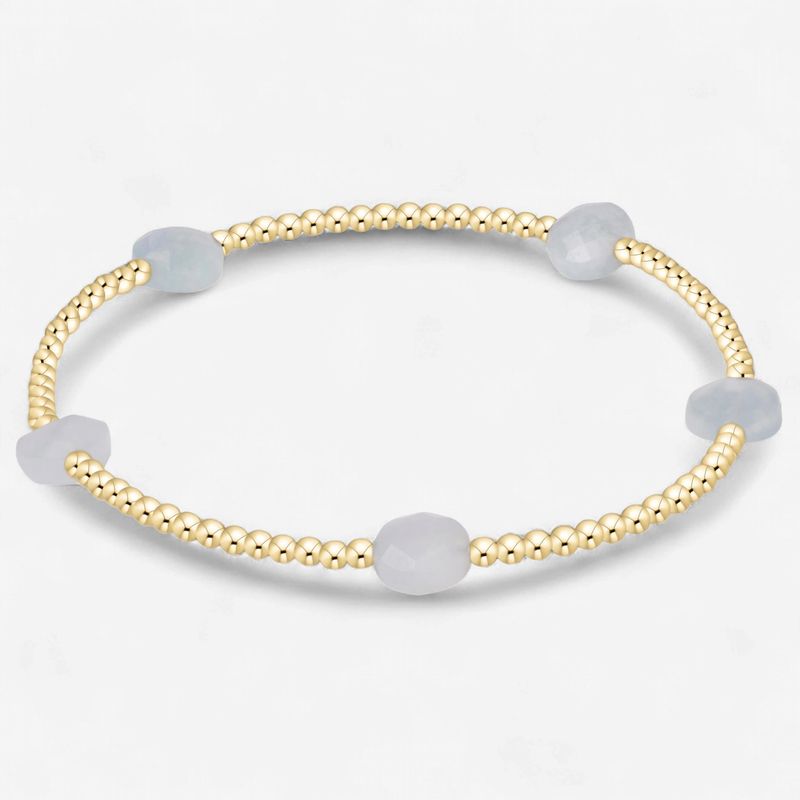 Admire Small Gem 2mm Gold Bracelet-Aquamarine