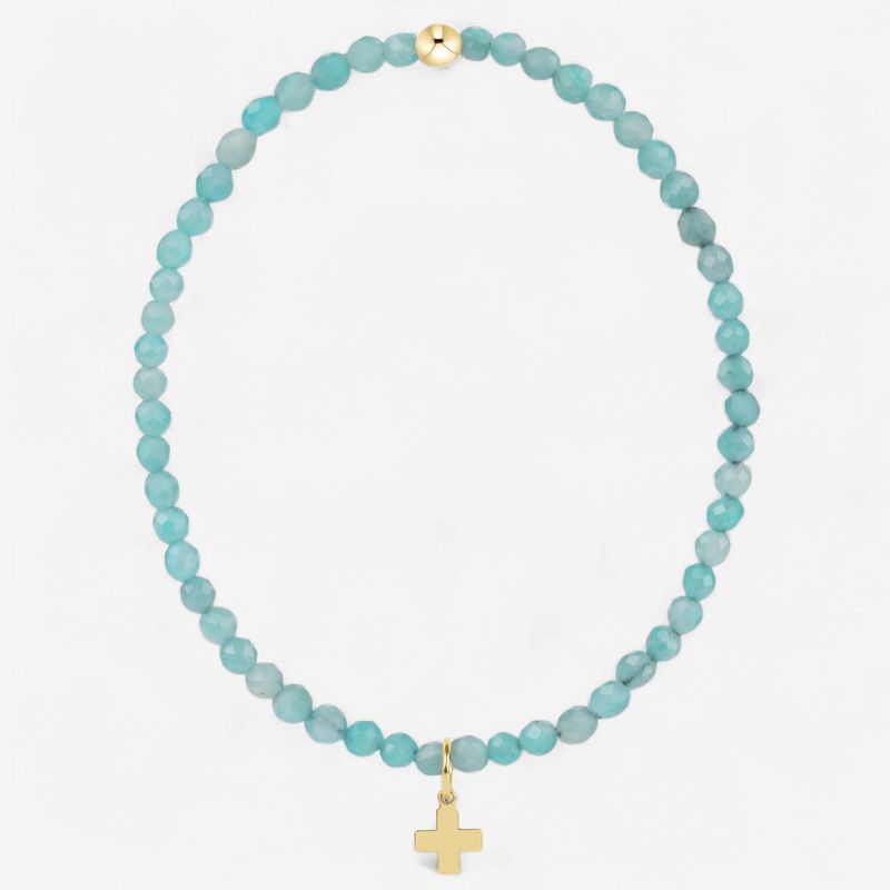 Classic Ammonite 3mm Bracelet-Signature Cross Gold Charm