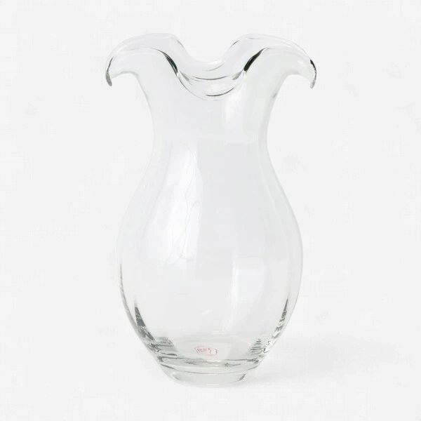 Vietri Hibiscus Clear Vertical Fluted Medium Vase-Moberly