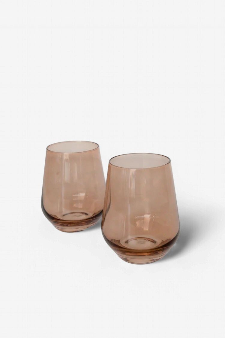 Amber Smoke Stemless Pair