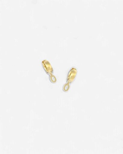Mini Ellie Wide Huggie-Gold Bright White Opal