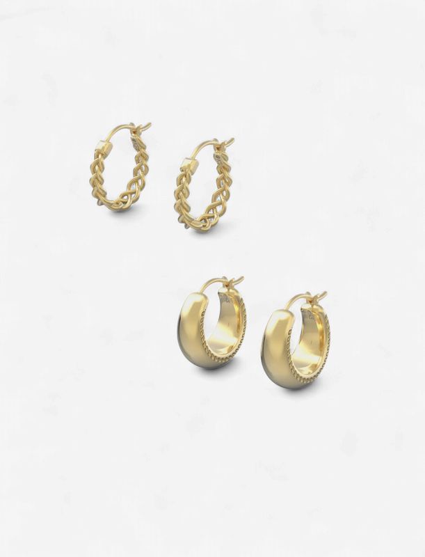 Gabriella Set Huggie Earrings-Gold