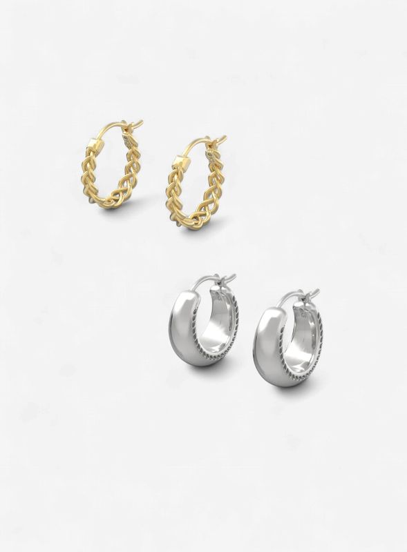 Gabriella Set Huggie Earrings-Mixed Metal