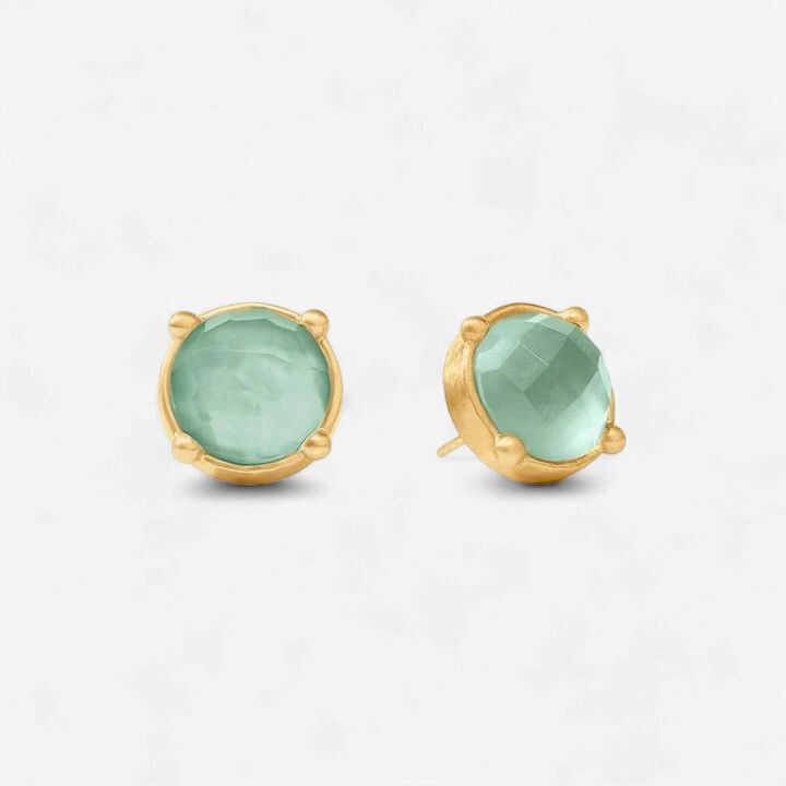 Julie Vos Honey Stud-Iridescent Aquamarine Blue-OS