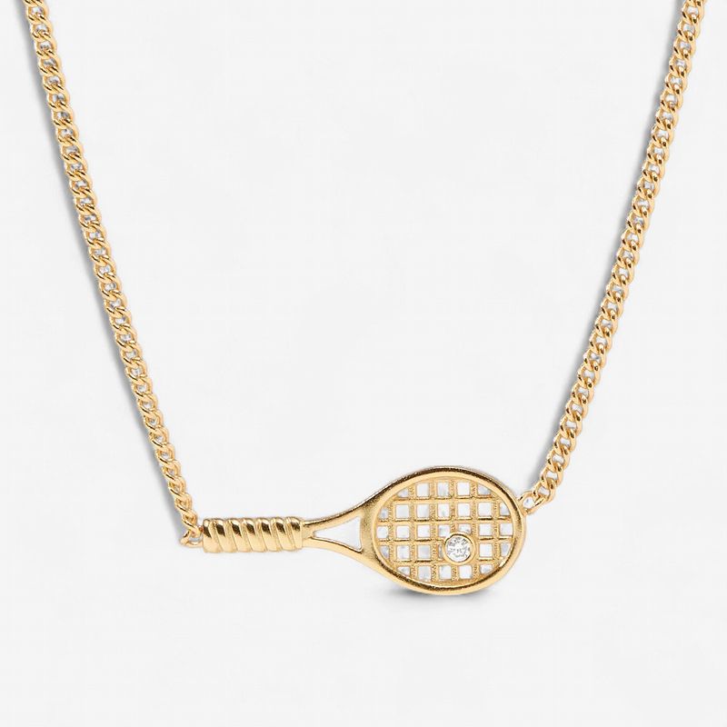 Julie Vos Tennis Racquet Delicate Necklace-Cubic Zirconia