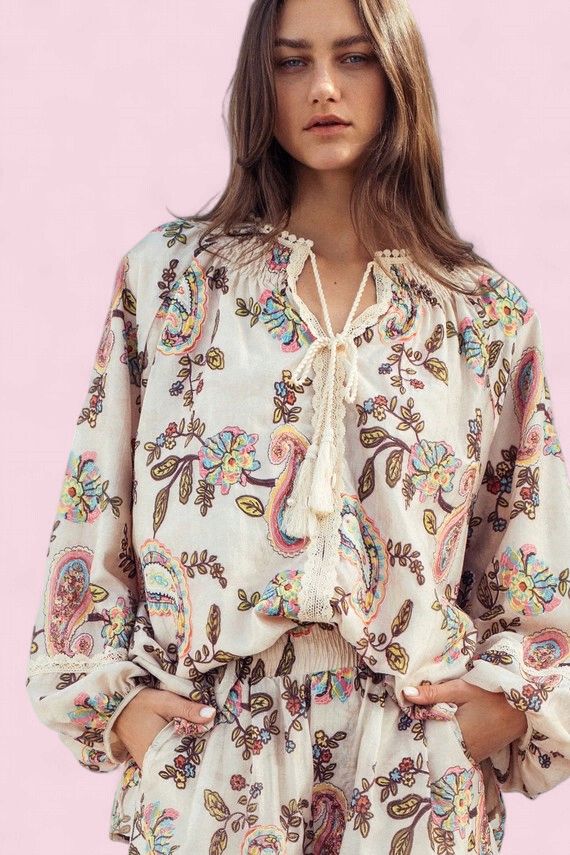 Urban Daizy Embroidered Paisley Top