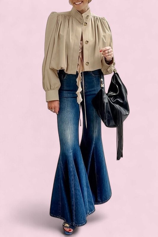 Cropped Button Trench Coat